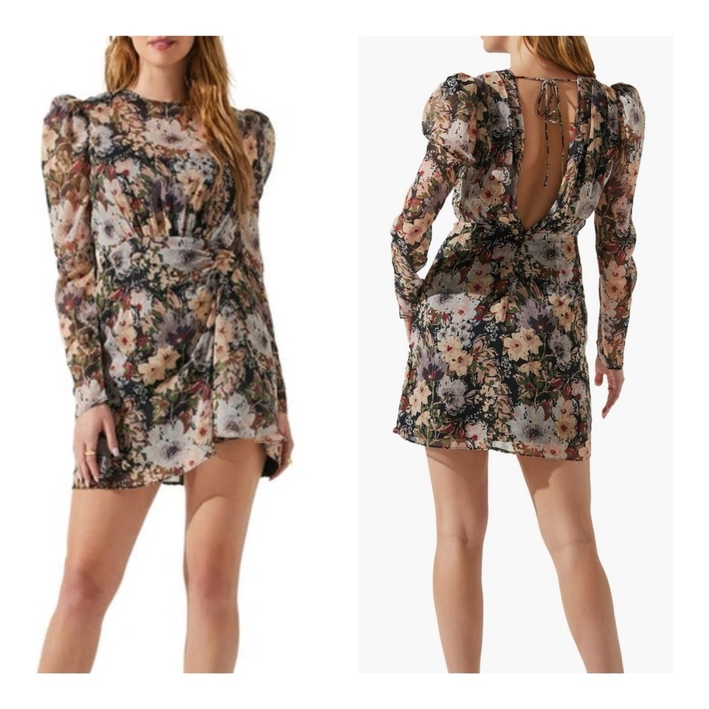 Astr Floral Cindy Puff Sleeve Mini Dress